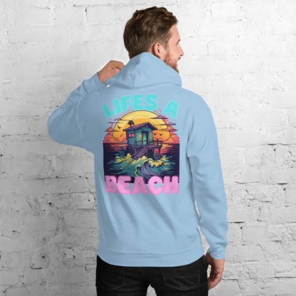 | MUDPUPs Life's A Beach Surf Hoodie | Sunset Hoodie Ocean Beach Hoodie - Picture 1 of 10